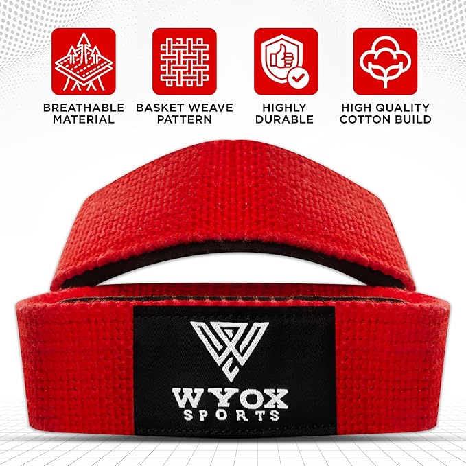 WYOX Figure 8 Lifting Wrist Straps for Weightlifting – Heavy Duty Padded Neoprene Wrist Support, Powerlifting & Strength Training Lift Straps for Deadlifts, Pull Ups, Rows, Shrugs, Gym Training Hand Grip Support for Bodybuilding