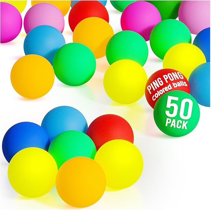 D-Xam Multi Color, Orange or White Ping Pong Balls Table Tennis Ball for Games Arts Pack of 50, 30 & More, 40mm Pong Balls Party Pets School Activities Christmas Halloween Assorted Colors