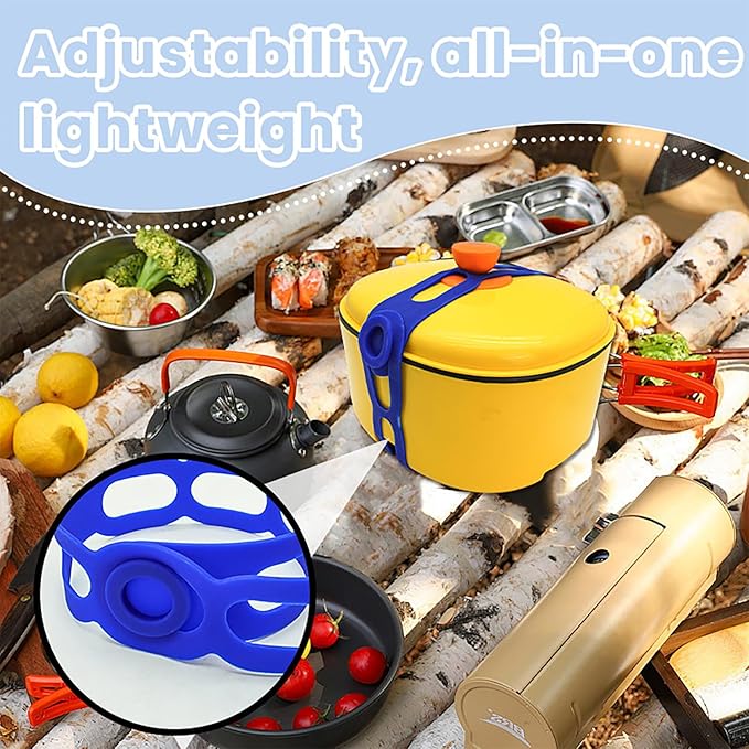 21.3 Inch Reusable Silicone Tie - Self-Locking Elastic Strap for Bento Box/Slow Cooker Lid/Pot, Multi-Use Organizer for Cords/Curtain/Yoga Mat/Camping Gear, BPA-Free & Dishwasher Safe (Blue 3PCS)
