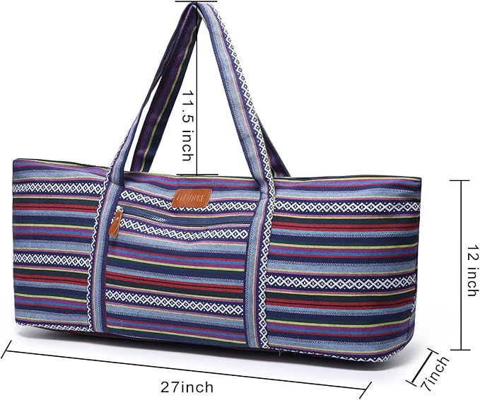 Large Yoga Mat Bag for Women Men, Travel Gym Bag for Pilates Office Beach Workout, Yoga Mat Tote Carrier with Mat Strap for 1/4" 1/2" Thick Exercise Yoga Mat