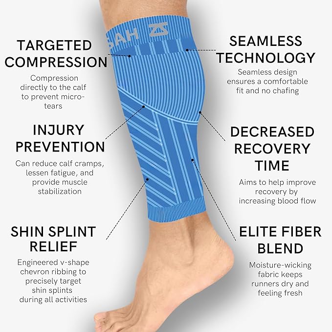 Zensah Running Leg Compression Sleeves - Shin Splint, Calf Compression Sleeve Men and Women
