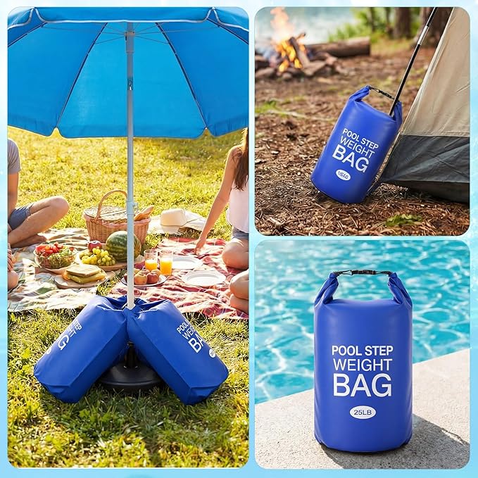 Soulchen 8 Pack Pool Ladder Weights, Heavy Duty Universal Pool Step Weights Sand Bags with Handles for Above Ground Swimming Pools, Durable Waterproof Foldable (10l/25lb)