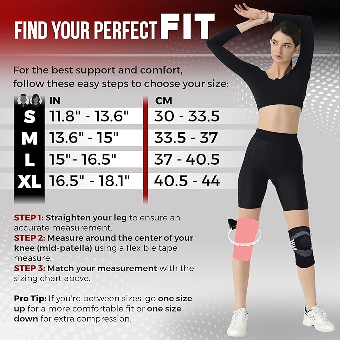 Nordic Lifting Knee Support Brace Compression Sleeves (1 Pair) - Support for Men Women Arthritis Relief & Injury Prevention