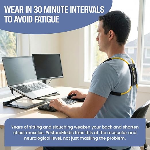 PRIMEKINETIX PostureMedic Dynamic Posture Corrector - Active Resistance Training System for Back Strengthening & Shoulder Alignment - Stretches Chest, Strengthens Upper Back - Doctor Recommended for Lasting Posture Improvement - XL
