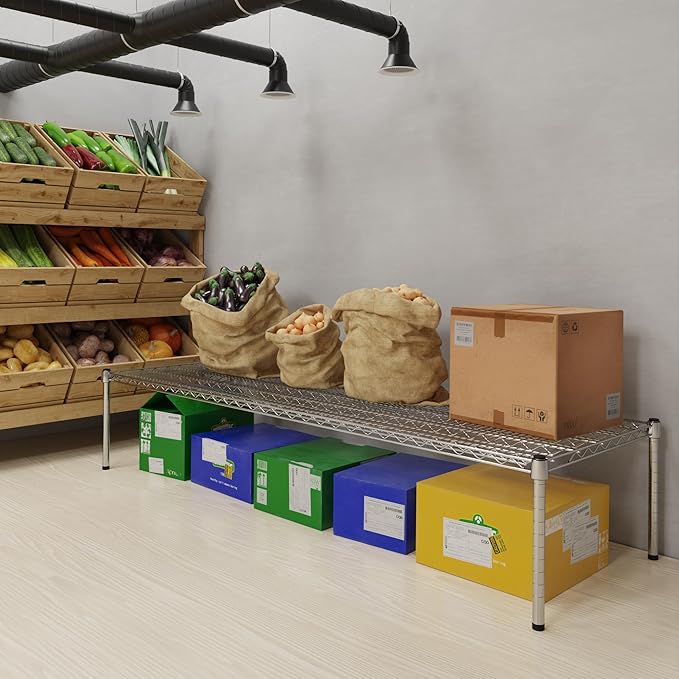 24''W x 72''L x 14''H Chrome Plated Wire Dunnage Rack | Off The Floor Storage