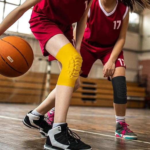 Wrestling Knee Pads for Kids Youth Adult, Knee Compression Sleeve for Basketball Volleyball Football, 1 Pair Short Knee Pads Sleeves ((#2) Yellow-2pcs,XLarge)