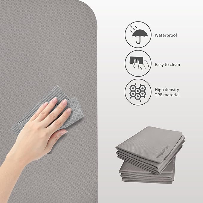 PROIRON Foldable Yoga Mat 0.24"/0.16" for Home Workout & Travel, Non Slip Travel Yoga Mats with Carry Bag, Packable Yoga Mat for Home Gym, Pilates, Fitness,Stretching
