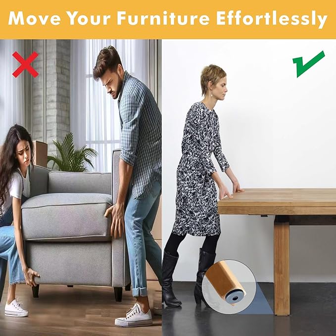 20PCS 3/4" Furniture Sliders, Chair Leg Floor Protectors for Carpeted & Hardwood Floors, Furniture Pads Protectors for Wooden Furniture Feet Legs, Table Sofa Cabinet