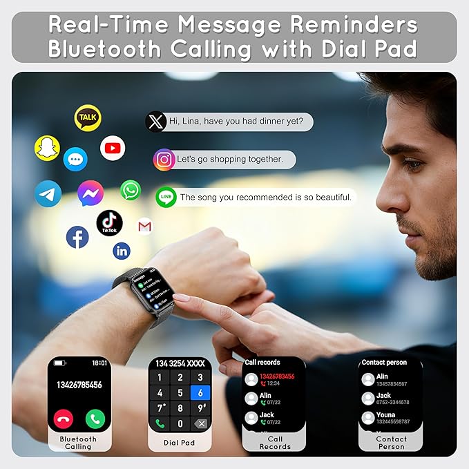 Smart Watch for Men Women, 30+ Day Long Battery 44MM Fitness Smartwatch for iPhone Android Phones with Bluetooth Call/Step Tracker/Heart Rate SpO2/Sleep Monitor, 120+ Sports Modes, 1000mAh/3 Bands