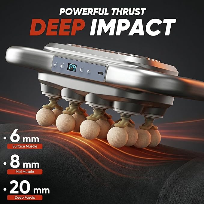 Deep Tissue Massage Gun – 16 Heads, 9 Speeds & 3 Modes, Quiet Brushless Motor, 1800mAh Type-C Rechargeable Handheld Percussion Massager for Athletes, Back/Neck/Shoulder/Leg Muscle Relief, Carry Case
