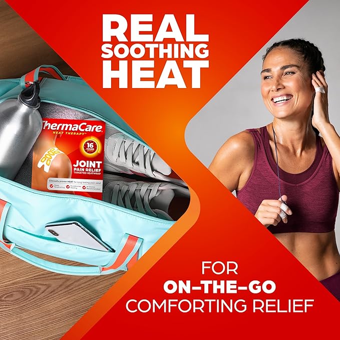 ThermaCare Portable Heating Pads - Adhesive, Disposable HeatWraps for Joint & Muscle Pain Relief - Multi-Purpose, Drug-Free Therapy with Flexible Fit (4-Count)