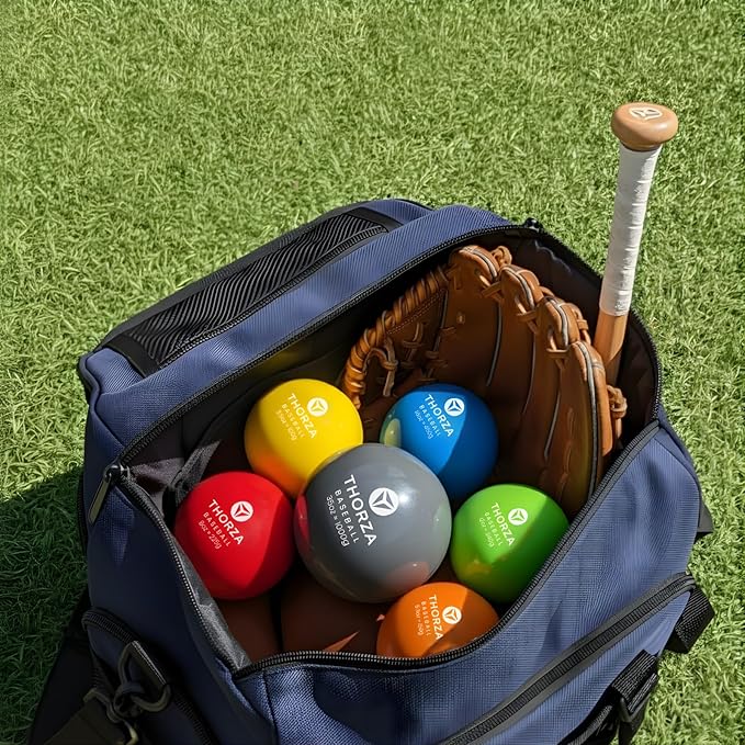 Thorza Weighted Training Balls (6-Pack) – Plyometric Throwing Set for Pitching Velocity & Arm Strength | Color-Coded Overload & Underload for Baseball Training