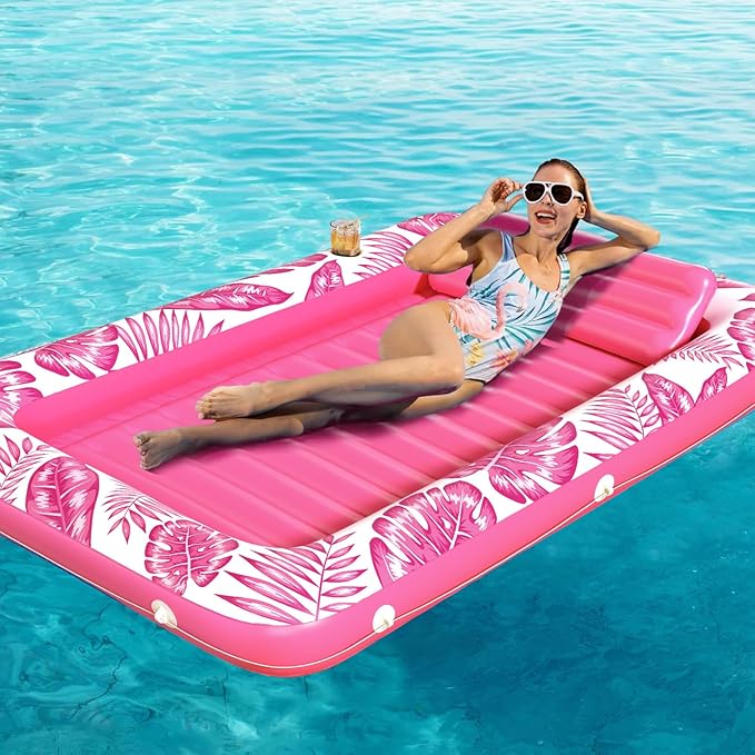 Inflatable Tanning Pool Lounger Float - Jasonwell 4 in 1 Sun Tan Tub Sunbathing Pool Lounge Raft Floatie Toys Water Filled Tanning Bed Mat Pad for Adult Blow Up Kiddie Pool Kids Ball Pit