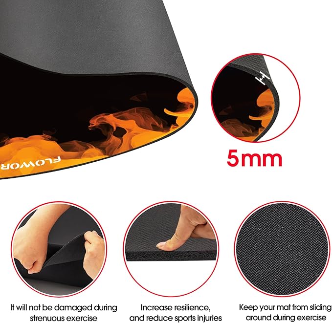 Cheete Jump Rope Mat Large Rubber Exercise Mat Indoor Outdoor Shock Absorbing Mat Non-Slip Oval Design for Floor & Rope Protection, Workout Mats for Home Gym Flooring