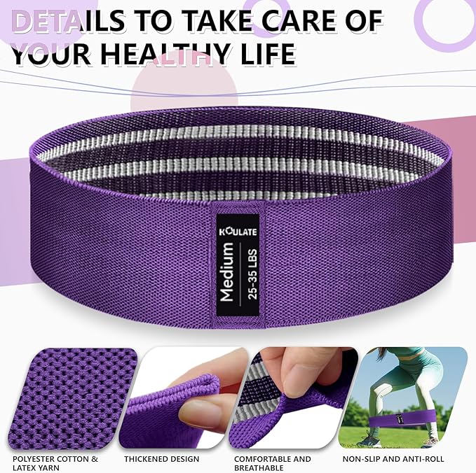 Resistance Bands for Working Out, 4 Levels Exercise Bands for Women & Men, Elastic Workout Band for Physical Therapy, Fabric Booty Band for Gym, Yoga, Pilates, Leg Training