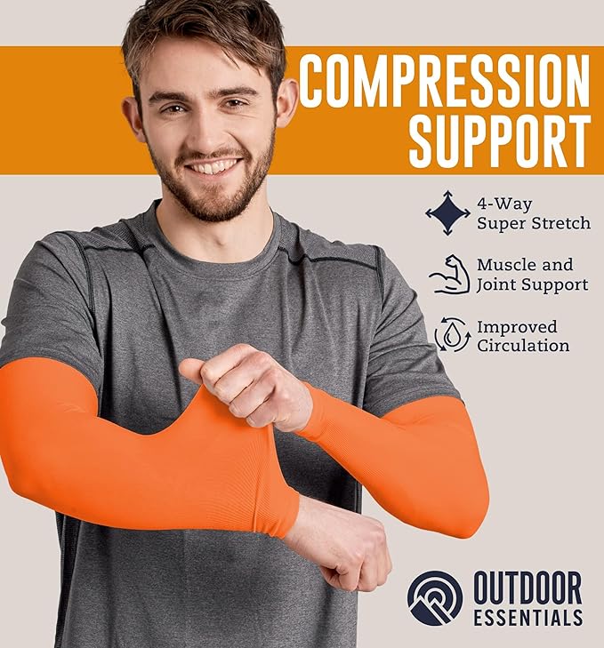 OutdoorEssentials UV Sun Protection Arm Sleeves - Compression Arm Sleeve, UV Arm Sleeves Men, Women - Golf Cooling Sleeves