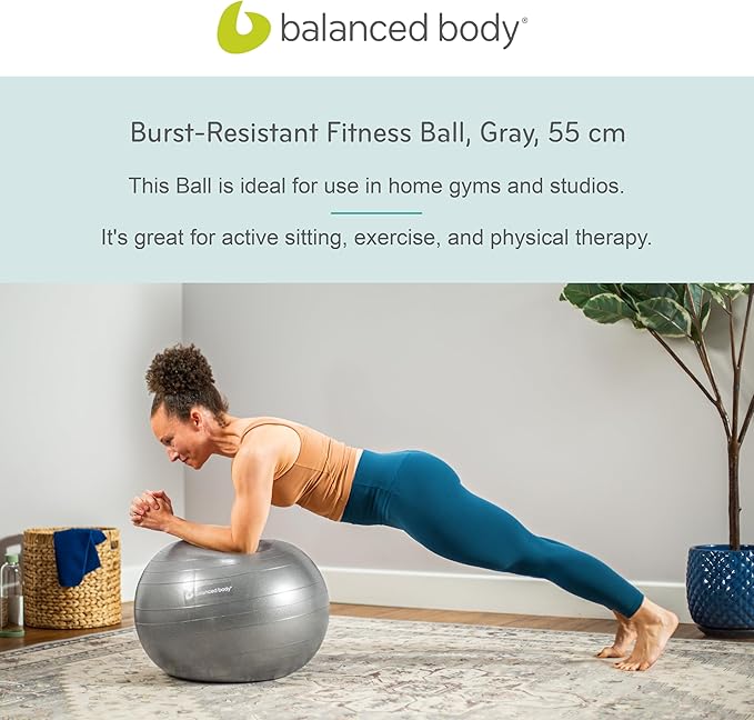 Balanced Body Burst-Proof Fitness Ball, Home or Gym Exercise Equipment for Stability, Coordination, and Conditioning