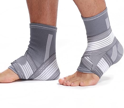 NeoTech Care Adjustable Ankle Support Brace (Black, Size S, 1 Pair)