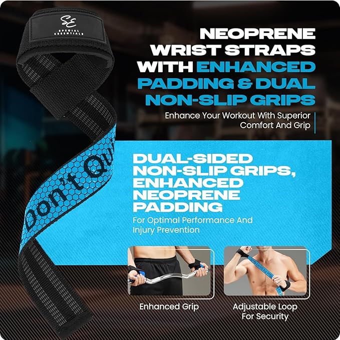 Special Essentials Wrist Straps for Weightlifting and Weightlifting Wrist Wraps for Men & Women (2 Pair Bundle) Premium Padded Neoprene - Gym Lifting Straps