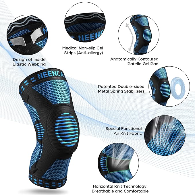 NEENCA Plus Size Knee Brace for Knee Pain, Knee Support with Side Stabilizers & Patella Gel Pad, Knee Compression Sleeve for Meniscus Tear, Arthritis Joint Pain Relief, ACL, PCL, All Sports. Plus Size