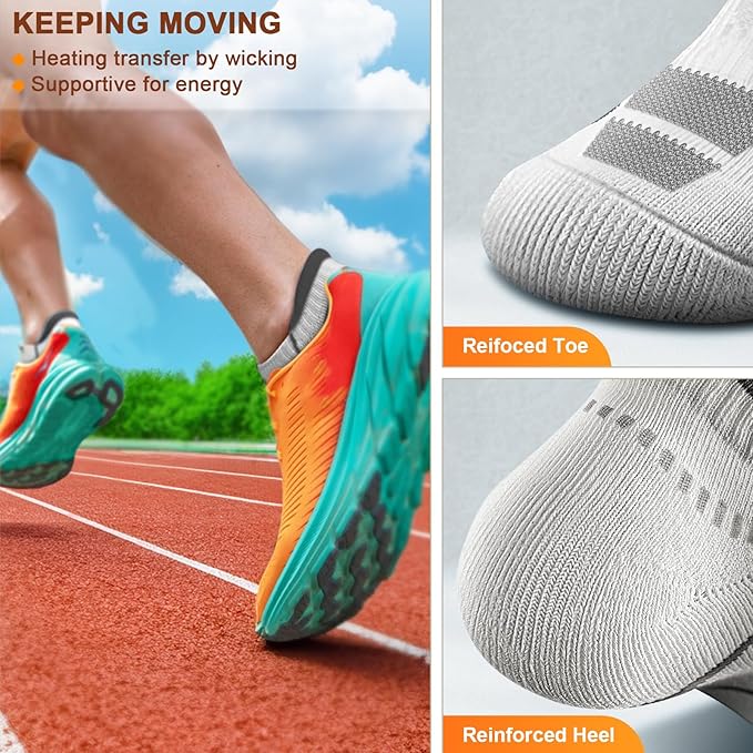 BULLIANT Men Running Socks,Active Ankle Socks No Show For Men With Cushioned Footbed Arch Support Breathable Wicking