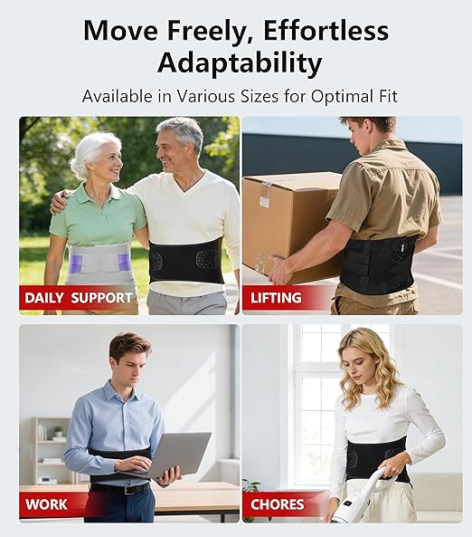 Dual X-Back Brace for Lower Back Pain Relief with Bionic Support System, 8X Powerful Lumbar Support Belt for Men & Women, Breathable Mesh Design, Adjustable Back Support Belt with 3D Lumbar Pad for Sciatica, Heavy Lifting, Work, Gifts for Mom Dad