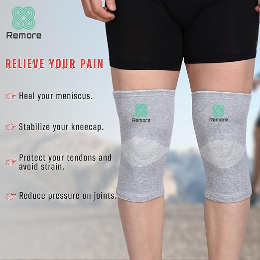 Bamboo Knee Compression Sleeve for Men and Women Bamboo Knee Brace for Men and Women Knee Pain, Gym, Running, Basketball, Meniscus Tear, Sports, Joint Pain Relief, Injury Recovery (52-58cm Thigh) (XL)
