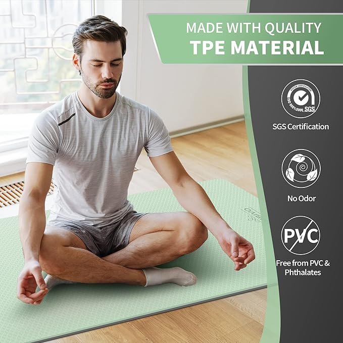 CAMBIVO Extra Wide Yoga Mat for Women and Men (72"/84"x 32"x 1/4") TPE Workout Mat, Non-slip Large Exercise Fitness Mat for Yoga, Pilates, Workout