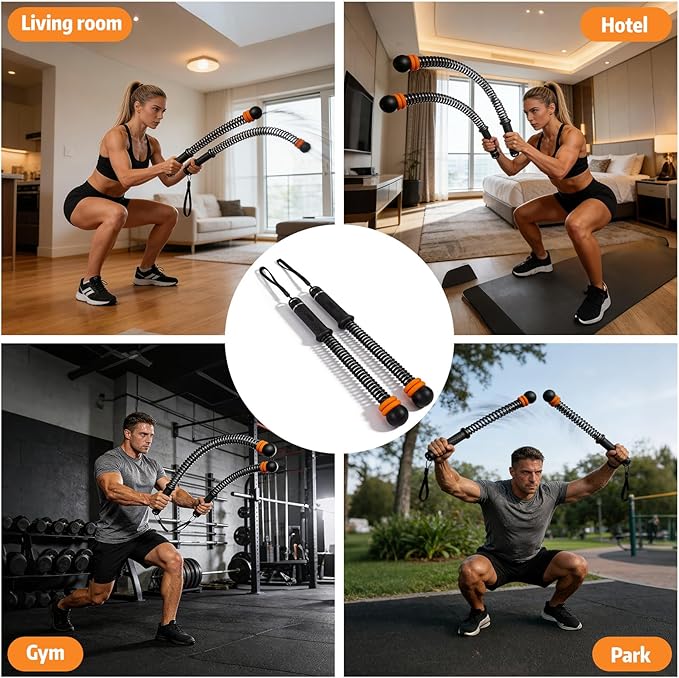 Ropeless Battle Ropes with Adjustable Resistance - 2Pcs Portable Cordless Battle Ropes for Home Gym, Weighted Workout Equipment with Storage Bag for HIIT, Strength & Low for Men & Women