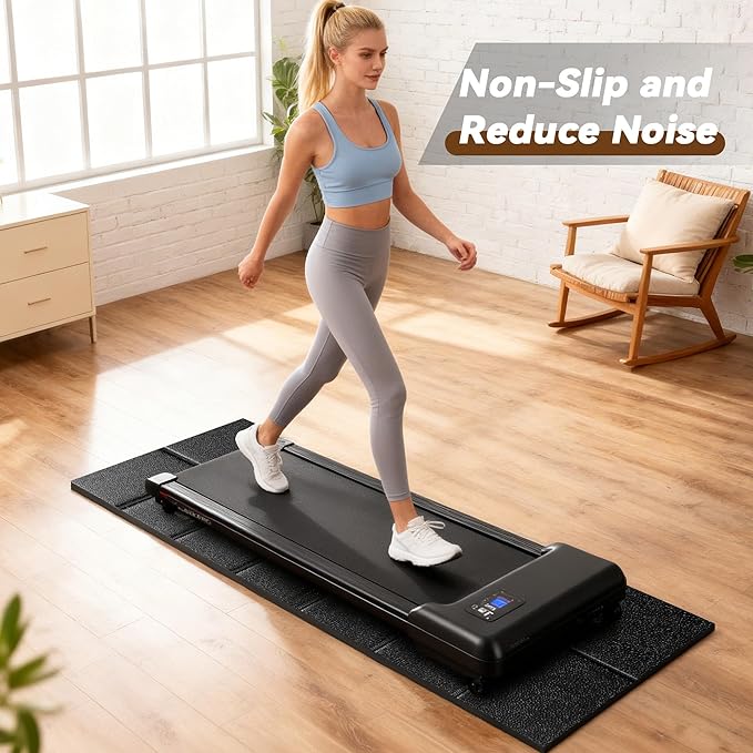 Walking Pad Mat for Carpet and Hardwood Floors, 0.24" Thick Foldable Treadmill Mat for Floor Protection, Non-Slip High Density for Bike, Elliptical, Home Gym Use