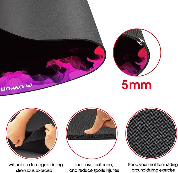 Cheete Jump Rope Mat Large Rubber Exercise Mat Indoor Outdoor Shock Absorbing Mat Non-Slip Oval Design for Floor & Rope Protection, Workout Mats for Home Gym Flooring