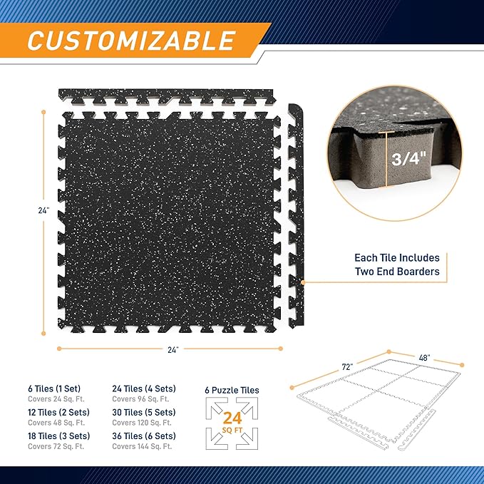 Marcy EVA Foam Interlocking Flooring Mat High Density Non-Slip Tiles for Fitness Equipment, Workout Cushion and Floor Protection