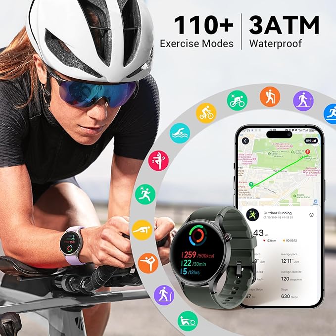 Fitpolo Smart Watch for Men Women,1.3" AMOLED Touchscreen Fitness Tracker, Make/Answer Calls, Heart Rate SpO2 Monitor, IP68 Waterproof, Sleep & Activity Tracking Smartwatch for Android Phones iPhone