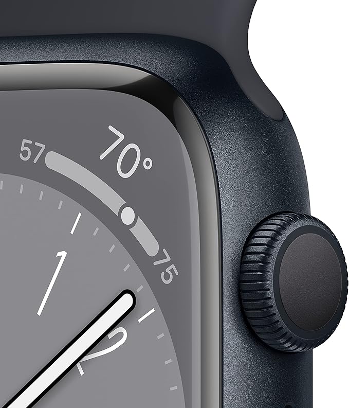 Apple Watch Series 8 [GPS, 45mm] - Midnight Aluminum Case with Midnight Sport Band, S/M (Renewed)
