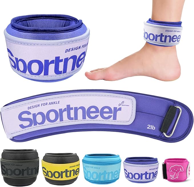 Sportneer Ankle Weights 0.5/1/2/3/5 LBS 1 Pair Wrist Leg Arm Weights for Women Men Kids Child with Adjustable Straps, Strength Weighted for Jogging Running Walking Fitness Gym Workout