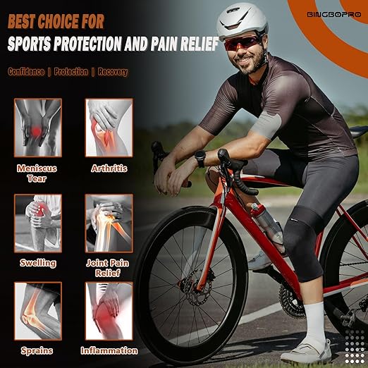Knee Brace for Pain Relief - Knee Compression Sleeves for Men and Women, Knee Support Leg Brace for Meniscus Tear, Running, Weightlifting, Workout, ACL, Arthritis, Joint Pain Relief(Black,M)