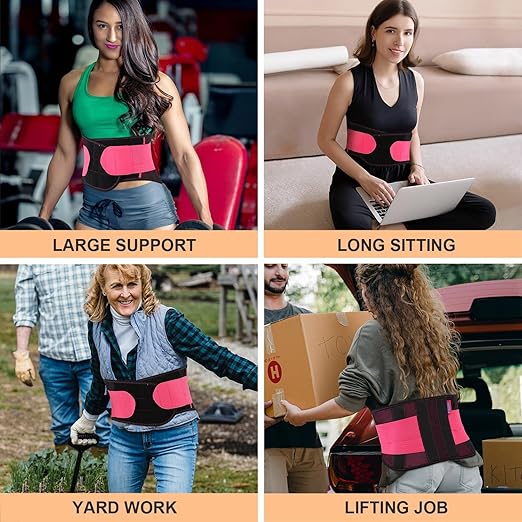 2.0 Version Lower Back Brace for Pain Relief, Back Brace for women Lifting at Work, Back Brace for Herniated Disc and Sciatica, Back Support Belt for Women (Red,S/M Fits 26"-32"Belly Waist)