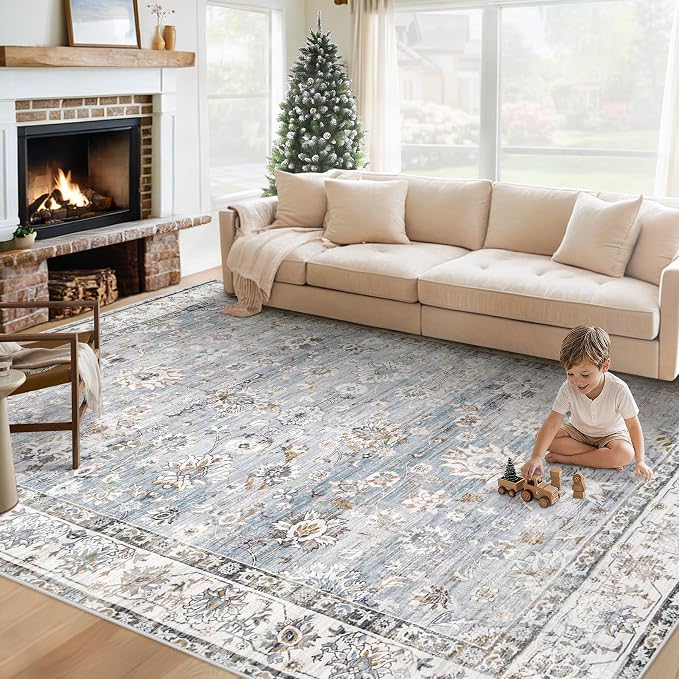 XLUEZ Area Rug 6x9 Living Room Rug, Machine Washable Vintage Distressed Boho