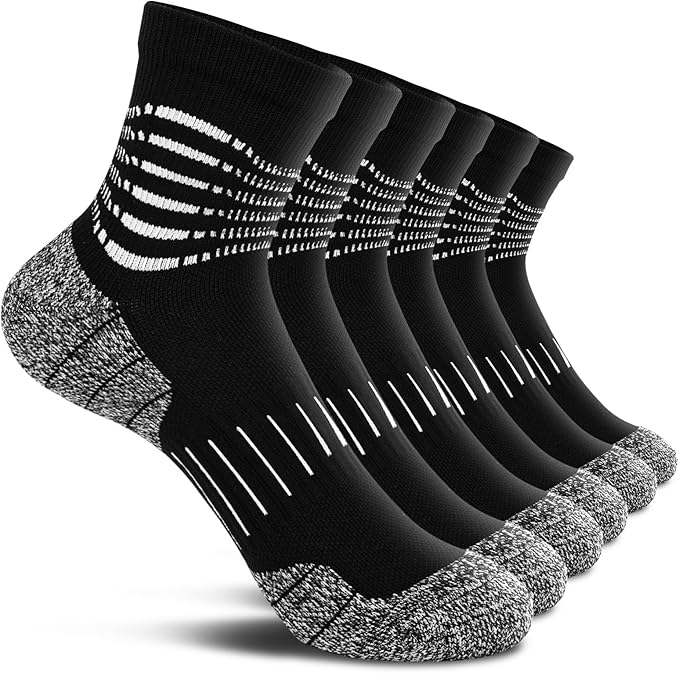 IRAMY Ankle Compression Socks for Men Athletic Running Socks with Cushioned Support 3/5 Pairs