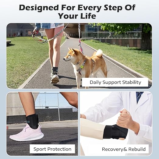 Ankle Brace for Sprained Ankle, Ankle Brace for Women Men Adjustable & Air Fabric Cool With 2 Removable Side Splints, Ankle Stabilizer for Basketball, Volleyball, Sports, Injury Recovery (X-Large)