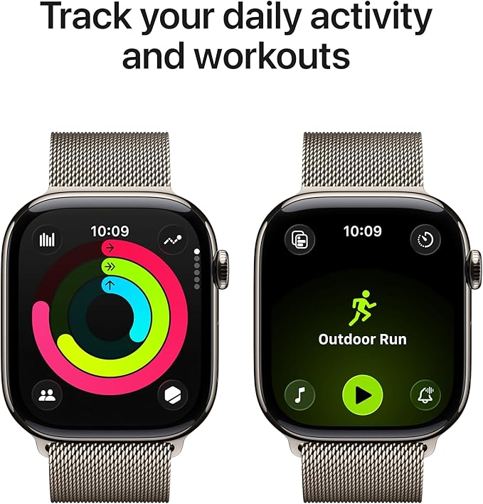 Apple Watch Series 11 [GPS + Cellular 46mm] Smartwatch with Natural Titanium Case with Natural Milanese Loop - M/L. Sleep Score, Fitness Tracker, Health Monitoring with AppleCare+ (2 Years)