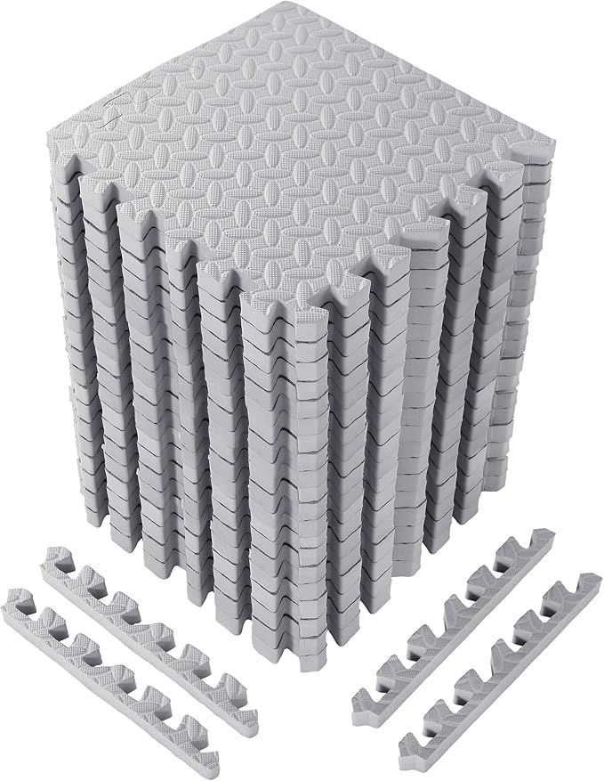 Arrowbash 12x12x1 Inch EVA Thick Interlocking Foam Floor Tiles Puzzle Exercise Mat Foam Mats for Home Gym Pets(Grey,20)
