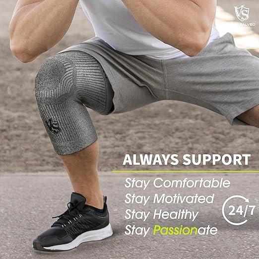 VITAL SALVEO-Compression Recovery Knee Sleeve/brace C3-COMFORT, Pain Relief, Protects Joint - Ideal for Sports and Daily Wear (1 Pair)/L
