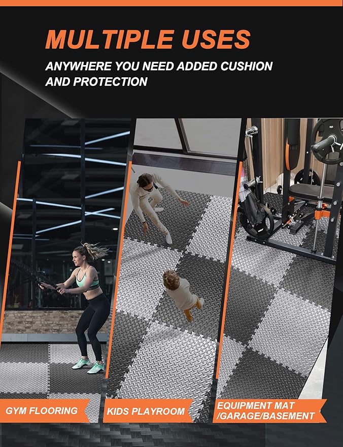 innhom 12/24/48 Tiles Gym Flooring Gym Mats Exercise Mat for Floor Workout Mat Foam Floor Tiles for Home Gym Equipment Garage