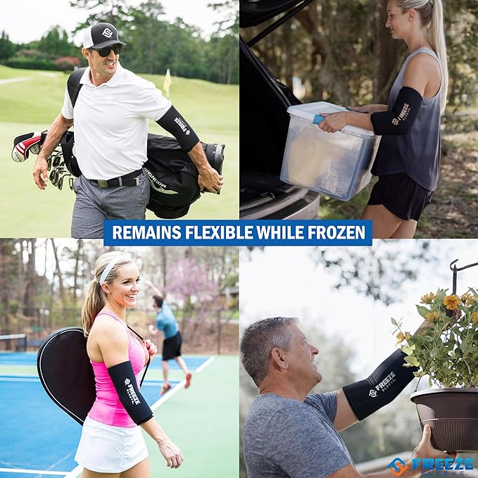 FreezeSleeve Ice & Heat Therapy Compression Sleeve- Reusable, Flexible Gel Hot/Cold Pack, 360 Coverage for Knee, Elbow, Ankle, Wrist- Black, XX-Large