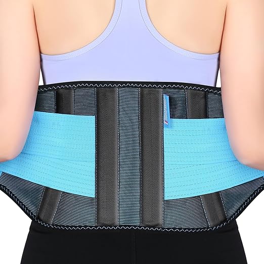 T TIMTAKBO 2.0 Version Lower Back Brace for Pain Relief, Back Brace for Lifting at Work, Back Brace for Herniated Disc and Sciatica, Back Support Belt for Women Men (Blue,L/XL Fit 32"-39")