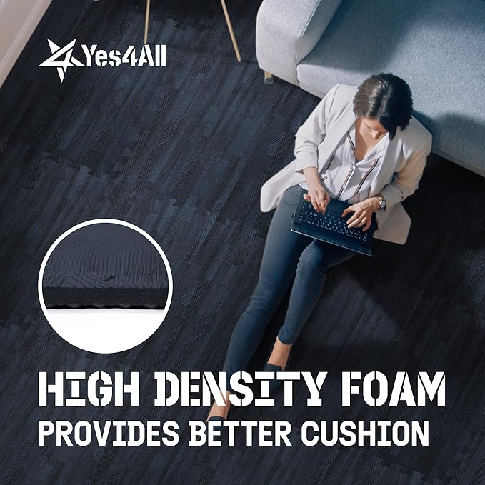 Yes4All EVA Interlocking Mats, Puzzle Floor Tiles, Foam Floor Padding with Border for Furniture, Home Space, Living Room, Garage