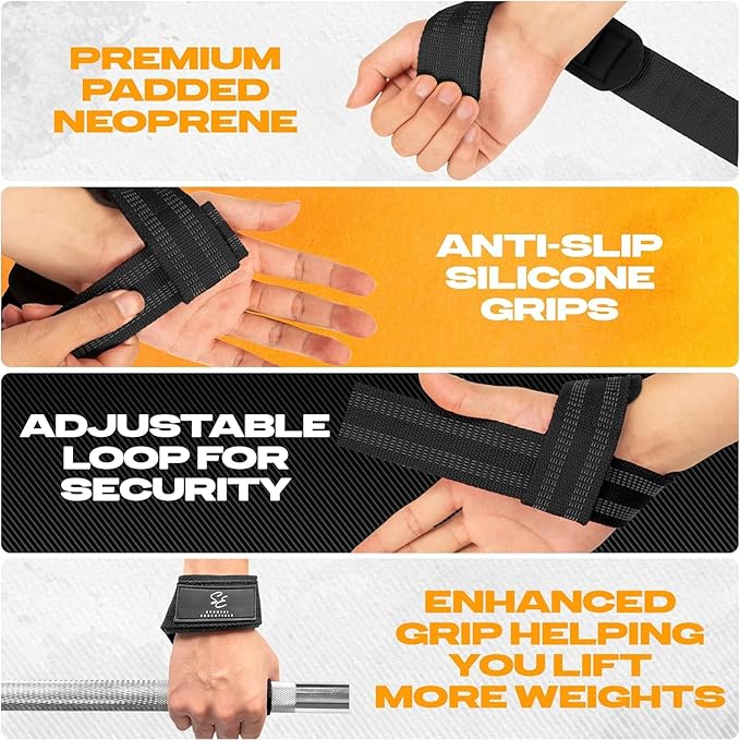 Special Essentials Wrist Straps for Weightlifting and Weightlifting Wrist Wraps for Men & Women (2 Pair Bundle) Premium Padded Neoprene - Gym Lifting Straps