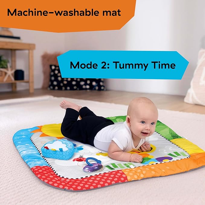Baby Einstein Cal’s Curiosity Center Foldaway Play Gym, Educational Activity Gym, with Music & 5 Multisensory Toys; Ages 0 Months and up