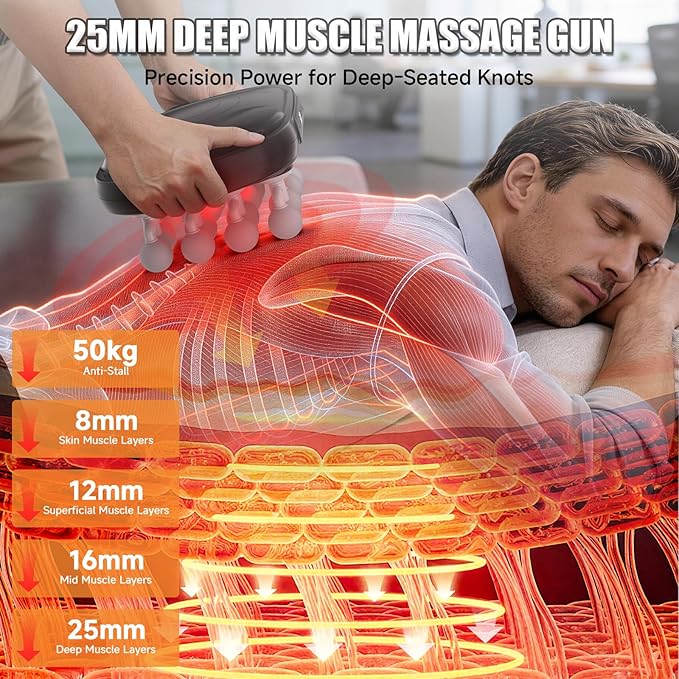 New 16 Head Massage Gun Deep Tissue,Percussion Massager with 10/20/30 Min Timer Settings,Electric Massage Tool 20 Levels & 9 Modes for Back/Shoulder/Hand/Leg/Foot Full Body Muscle Pain Relief